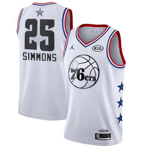 Personalized 76ers #25 Ben Simmons White Basketball Jordan Swingman 2019 All-Star Game Jersey