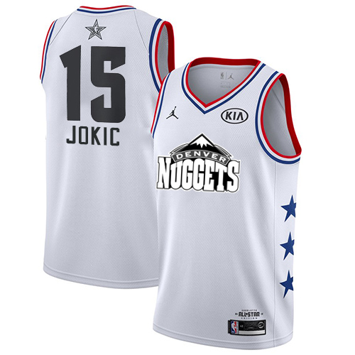 Personalized Nuggets #15 Nikola Jokic White Basketball Jordan Swingman 2019 All-Star Game Jersey