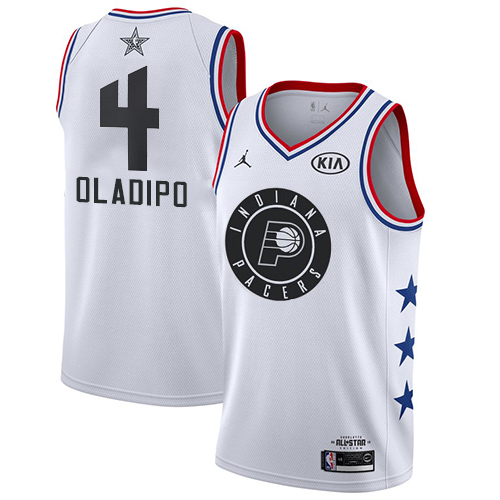 Personalized Pacers #4 Victor Oladipo White Basketball Jordan Swingman 2019 All-Star Game Jersey