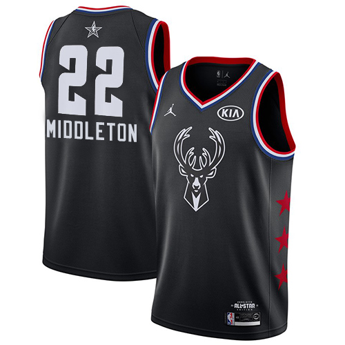 Personalized Bucks #22 Khris Middleton Black Basketball Jordan Swingman 2019 All-Star Game Jersey