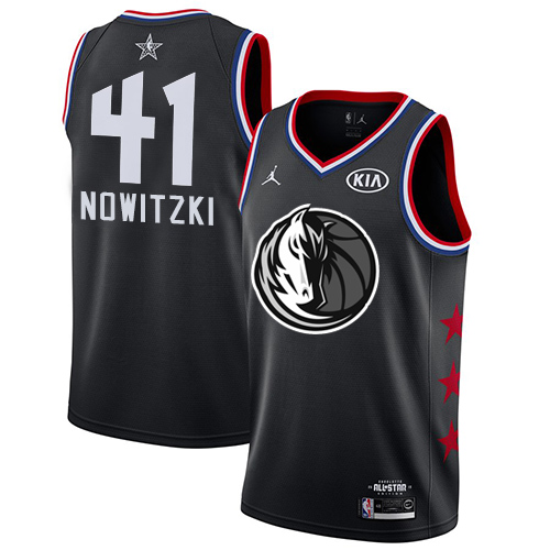 Personalized Mavericks #41 Dirk Nowitzki Black Basketball Jordan Swingman 2019 All-Star Game Jersey