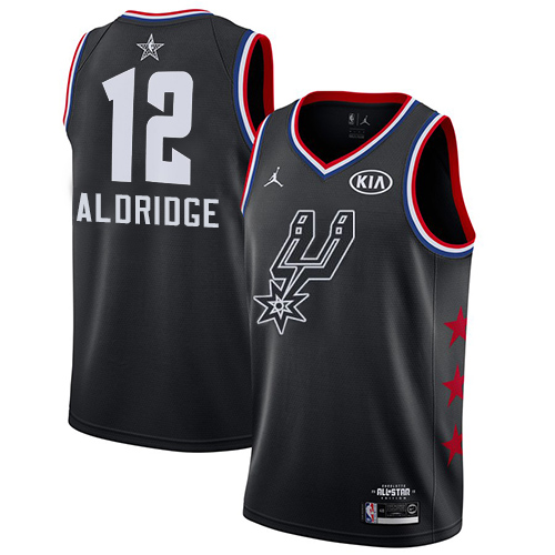 Personalized Spurs #12 LaMarcus Aldridge Black Basketball Jordan Swingman 2019 All-Star Game Jersey