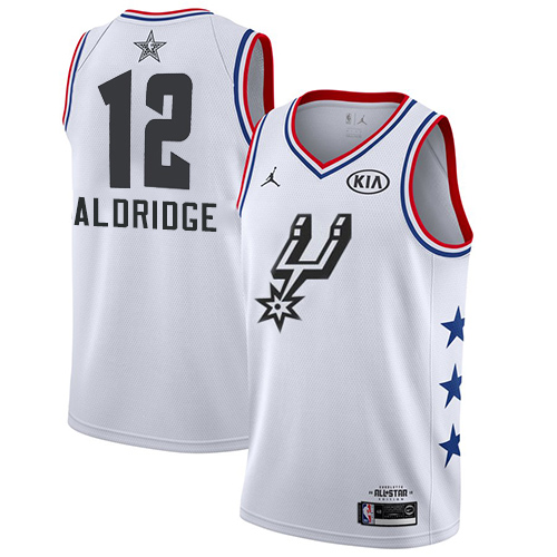 Personalized Spurs #12 LaMarcus Aldridge White Basketball Jordan Swingman 2019 All-Star Game Jersey