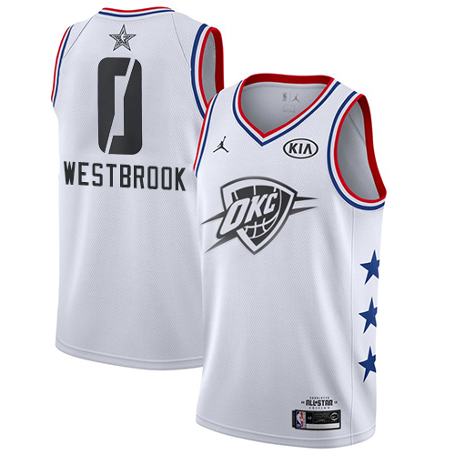 Personalized Thunder #0 Russell Westbrook White Basketball Jordan Swingman 2019 All-Star Game Jersey