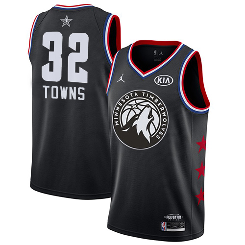 Personalized Timberwolves #32 Karl-Anthony Towns Black Basketball Jordan Swingman 2019 All-Star Game Jersey