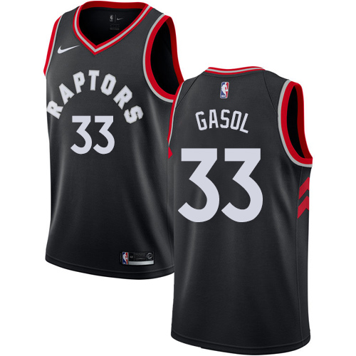 Personalized Raptors #33 Marc Gasol Black Basketball Swingman Statement Edition Jersey