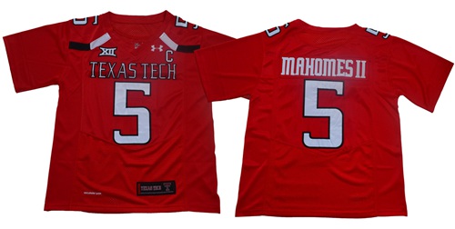 Personalized Red Raiders #5 Patrick Mahomes Red Limited Stitched College Jersey