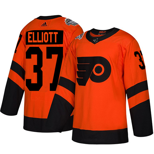 Personalized Youth Flyers #37 Brian Elliott Orange Authentic 2019 Stadium Series Stitched Youth Hockey Jersey