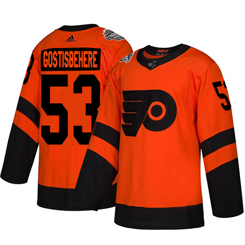 Personalized Women’s Flyers #53 Shayne Gostisbehere Orange Authentic 2019 Stadium Series Women’s Stitched Hockey Jersey