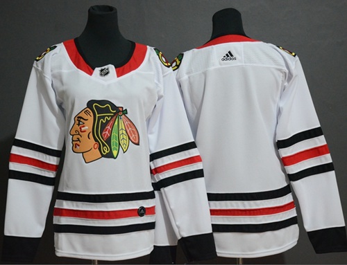 Personalized Women’s Blackhawks Blank White Road Authentic Women’s Stitched Hockey Jersey