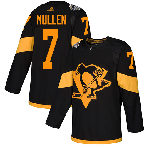 Personalized Penguins #7 Joe Mullen Black Authentic 2019 Stadium Series Stitched Hockey Jersey
