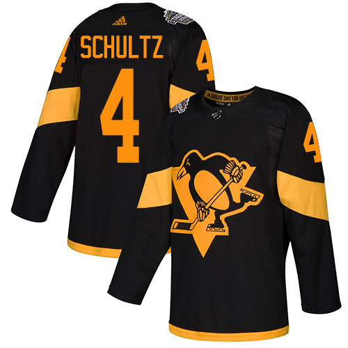 Personalized Penguins #4 Justin Schultz Black Authentic 2019 Stadium Series Stitched Hockey Jersey