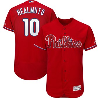 Personalized Men’s Philadelphia Phillies #10 JT Realmuto Red Flex Base Jersey