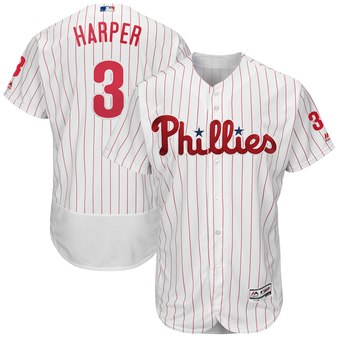 Personalized Men’s Philadelphia Phillies #3 Bryce Harper White Home Flexbase Jersey