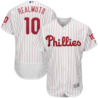 Personalized Men’s Philadelphia Phillies #10 JT Realmuto White Home Flex Base Jersey