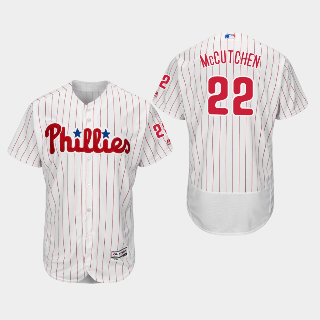 Personalized Men’s Philadelphia Phillies #22 Andrew McCutchen White Scarlet FlexBase Jersey