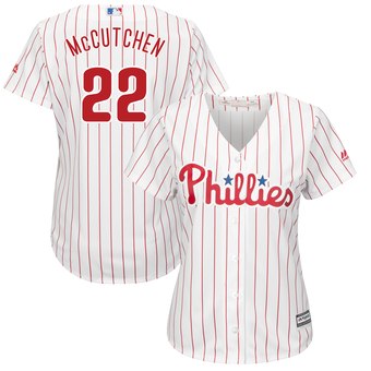 Personalized Women Philadelphia Phillies #22 Andrew McCutchen Majestic White Scarlet Cool Base Jersey