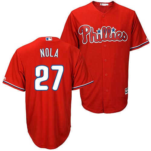 Personalized Men’s Philadelphia Phillies #27 Aaron Nola Red Cool Base MLB Jersey