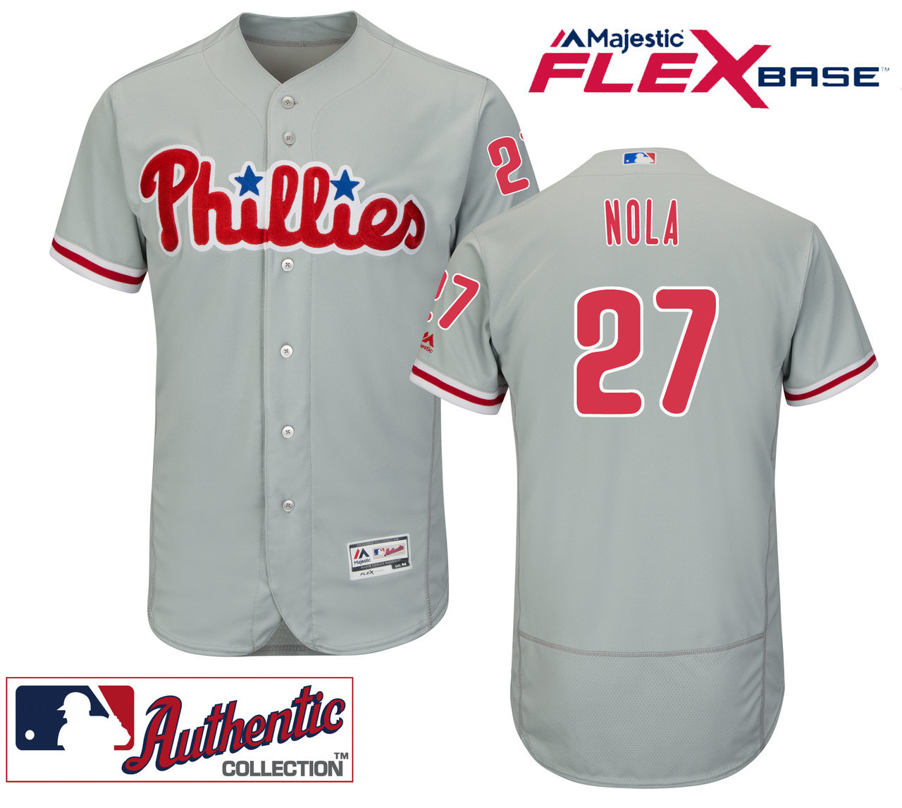 Personalized Men’s Philadelphia Phillies #27 Aaron Nola Grey Road Flexbase MLB Jersey