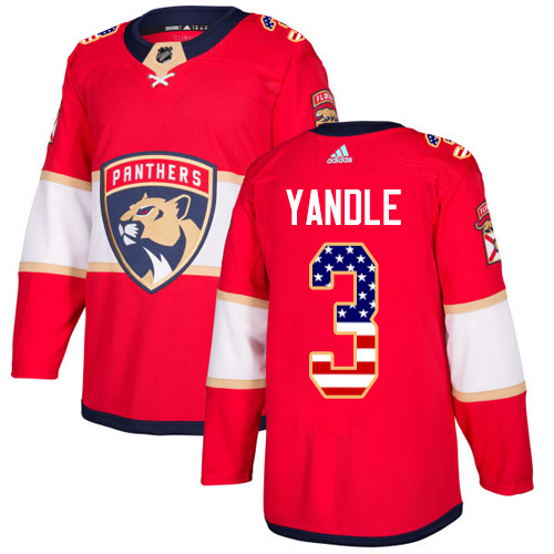 Personalized Youth Panthers #3 Keith Yandle Red Home Authentic USA Flag Stitched Youth Hockey Jersey