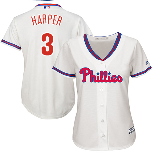 Personalized Women’s Phillies #3 Bryce Harper Cream Alternate Women’s Stitched Baseball Jersey