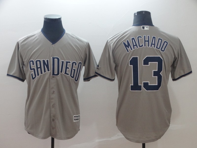 Personalized Padres 13 Manny Machado Gray Cool Base Jersey