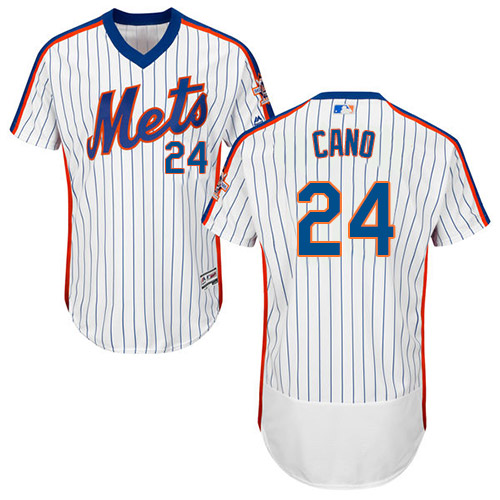 Personalized Mets #24 Robinson Cano White(Blue Strip) Flexbase Authentic Collection Alternate Stitched Baseball Jersey