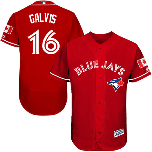 Personalized Blue Jays #16 Freddy Galvis Red Flexbase Authentic Collection Canada Day Stitched Baseball Jersey