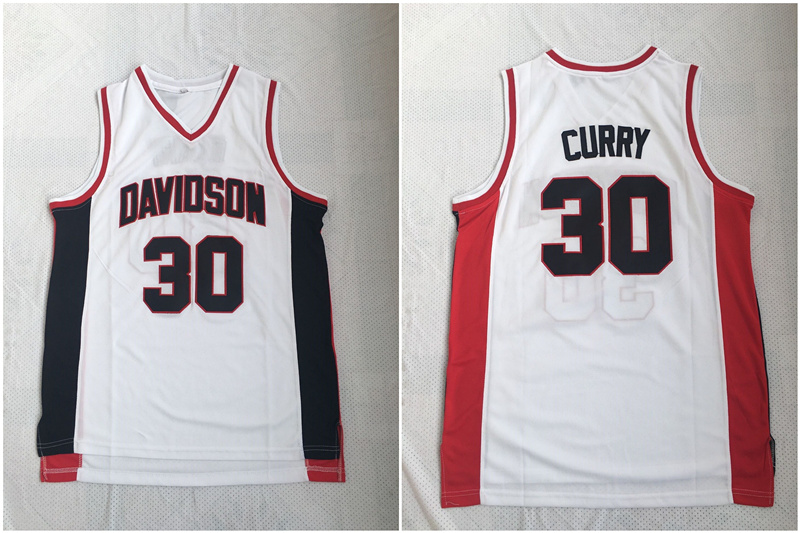 Personalized Davidson Wildcat 30 Stephen Curry White Stitched College Basketball Jersey