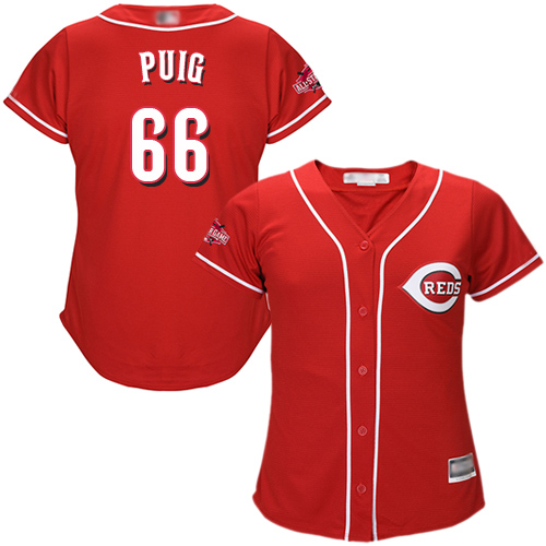 Personalized Reds #66 Yasiel Puig Red Alternate Women’s Stitched Baseball Jersey