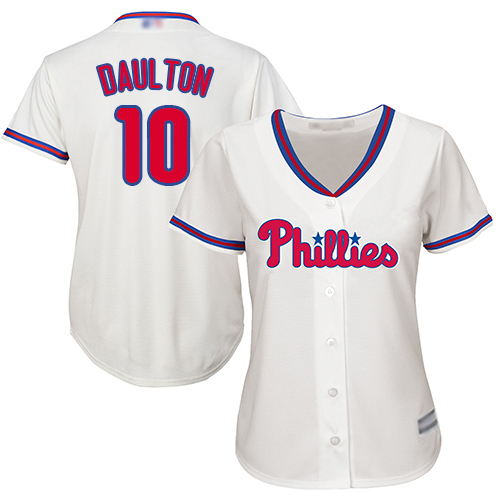 Personalized Phillies #10 Darren Daulton Cream Alternate Women’s Stitched Baseball Jersey