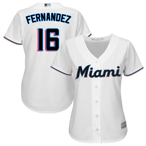 Personalized Marlins #16 Jose Fernandez White Home Women’s Stitched Baseball Jersey