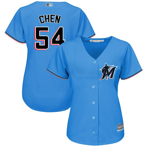 Personalized Marlins #54 Wei-Yin Chen Blue Alternate Women’s Stitched Baseball Jersey