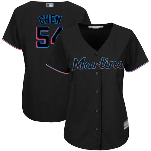 Personalized Marlins #54 Wei-Yin Chen Black Alternate Women’s Stitched Baseball Jersey