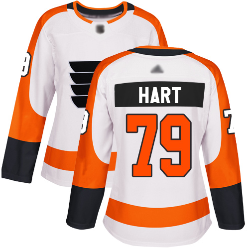 Personalized Flyers #79 Carter Hart White Road Authentic Women’s Stitched Hockey Jersey
