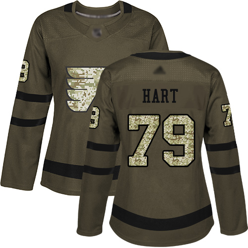 Personalized Flyers #79 Carter Hart Green Salute to Service Women’s Stitched Hockey Jersey