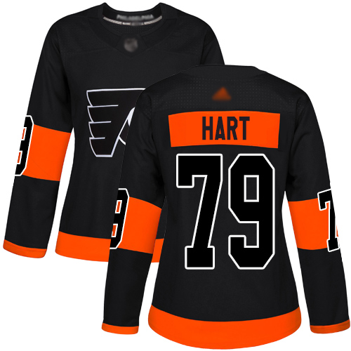 Personalized Flyers #79 Carter Hart Black Alternate Authentic Women’s Stitched Hockey Jersey