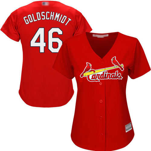 Personalized Cardinals #46 Paul Goldschmidt Red Alternate Women’s Stitched Baseball Jersey