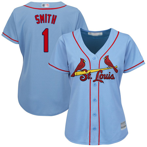 Personalized Cardinals #1 Ozzie Smith Light Blue Alternate Women’s Stitched Baseball Jersey