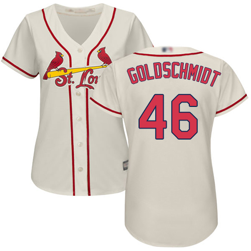 Personalized Cardinals #46 Paul Goldschmidt Cream Alternate Women’s Stitched Baseball Jersey