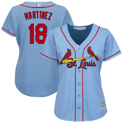 Personalized Cardinals #18 Carlos Martinez Light Blue Alternate Women’s Stitched Baseball Jersey