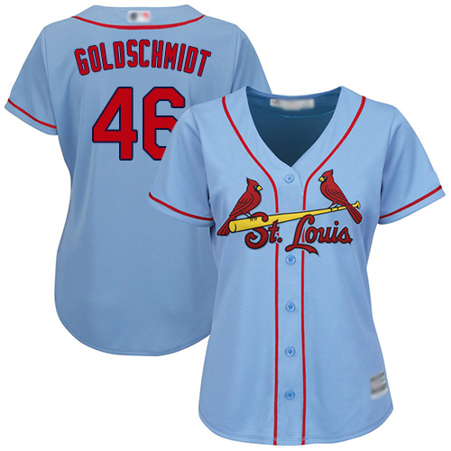Personalized Cardinals #46 Paul Goldschmidt Light Blue Alternate Women’s Stitched Baseball Jersey