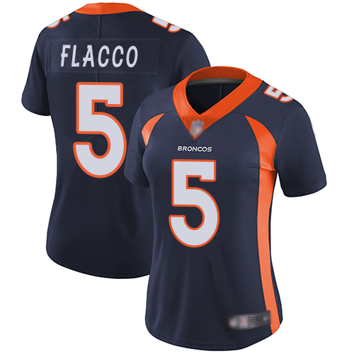 Personalized Broncos #5 Joe Flacco Blue Alternate Women’s Stitched Football Untouchable Limited Jersey