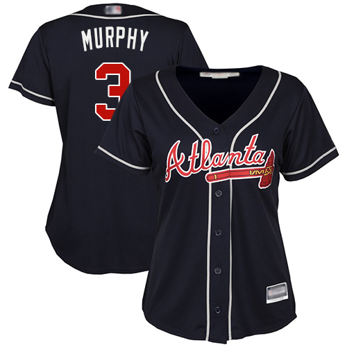 Personalized Braves #3 Dale Murphy Navy Blue Alternate Women’s Stitched Baseball Jersey