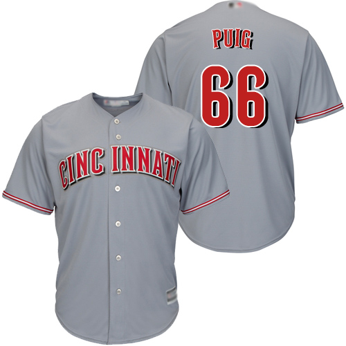 Personalized Reds #66 Yasiel Puig Grey Cool Base Stitched Youth Baseball Jersey