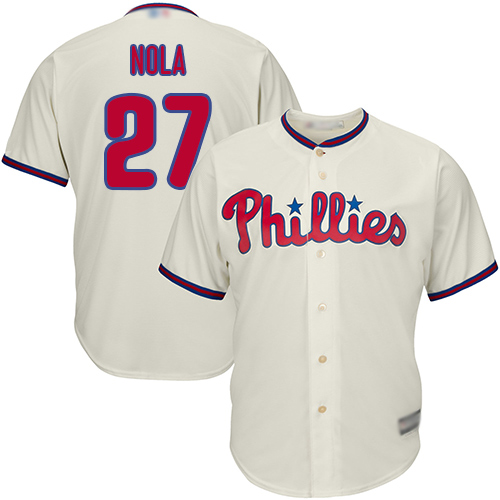 Personalized Phillies #27 Aaron Nola Cream Cool Base Stitched Youth Baseball Jersey