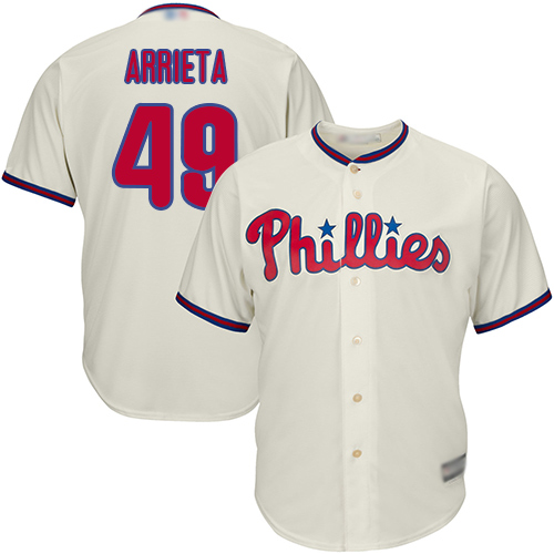 Personalized Phillies #49 Jake Arrieta Cream Cool Base Stitched Youth Baseball Jersey