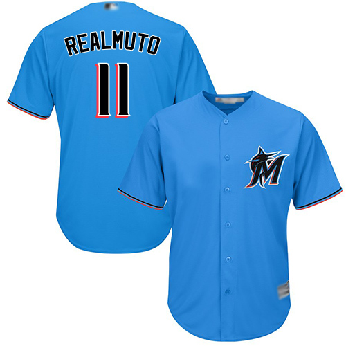Personalized Marlins #11 JT Realmuto Blue Cool Base Stitched Youth Baseball Jersey
