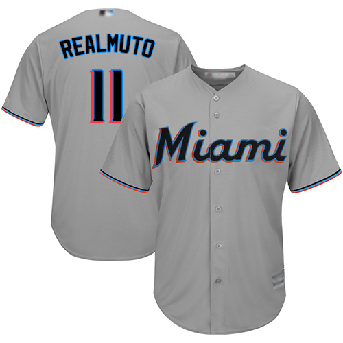 Personalized Marlins #11 JT Realmuto Grey Cool Base Stitched Youth Baseball Jersey