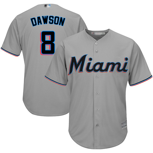 Personalized Marlins #8 Andre Dawson Grey Cool Base Stitched Youth Baseball Jersey